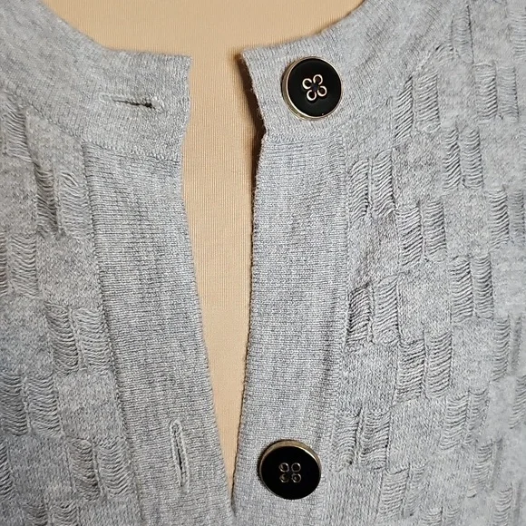 Banana Republic Light Gray Basketweave Knit Cardigan Duster Sweater Jacket Large - Picture 4 of 9